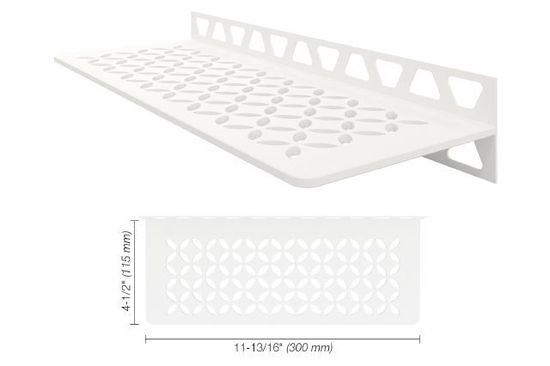 Schluter Shelf-W Rectangular Wall Shelf Floral Design - Aluminum Matte White