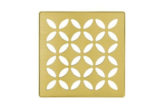 Schluter KERDI-DRAIN Square Grate Kit Floral - Stainless Steel (V2) Brushed Classic Gold 4"