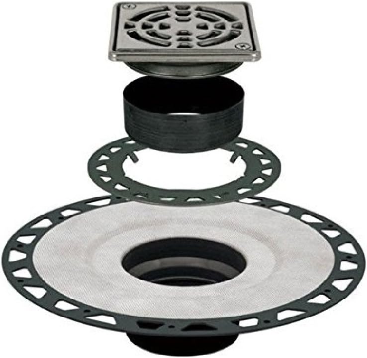 All-in-one Shower Drain Kit with ABS 2" Bonding Flange, 4" Stainless Steel Grate Assembly