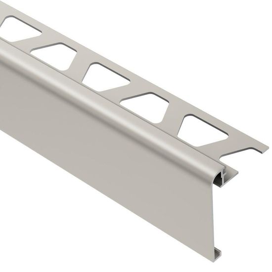 Schluter RONDEC-STEP Finishing and Edging Profile with Vertical Leg 1-1/2" - Aluminum Anodized Matte Nickel 3/8" (10 mm) x 8' 2-1/2"