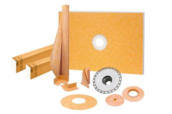 Schluter KERDI-SHOWER-KIT Shower Kit with Center Outlet Position without Grate with 2" ABS Flange 38" x 60"