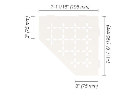 Schluter SHELF-E Pentagonal Corner Shelf Floral Design - Aluminum Matte White