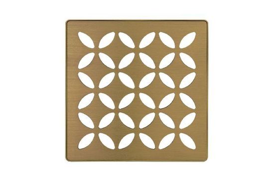 Schluter KERDI-DRAIN Square Grate Kit Floral - Stainless Steel (V2) Brushed Vintage Gold 4"