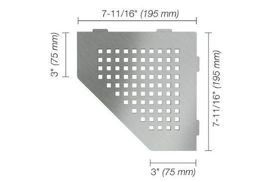 Schluter SHELF-E Pentagonal Corner Shelf Square Design - Brushed Stainless Steel (V2)