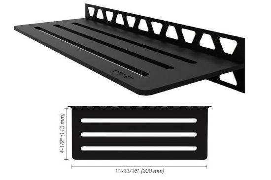 Schluter Shelf-W Rectangular Wall Shelf Wave Design - Aluminum Matte Black