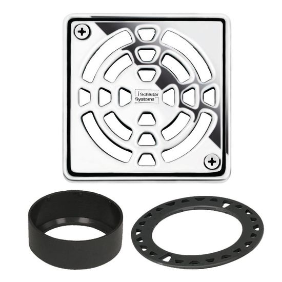 Schluter KERDI-DRAIN Square Grate Kit Classic - Stainless Steel (V2) Chrome 4"