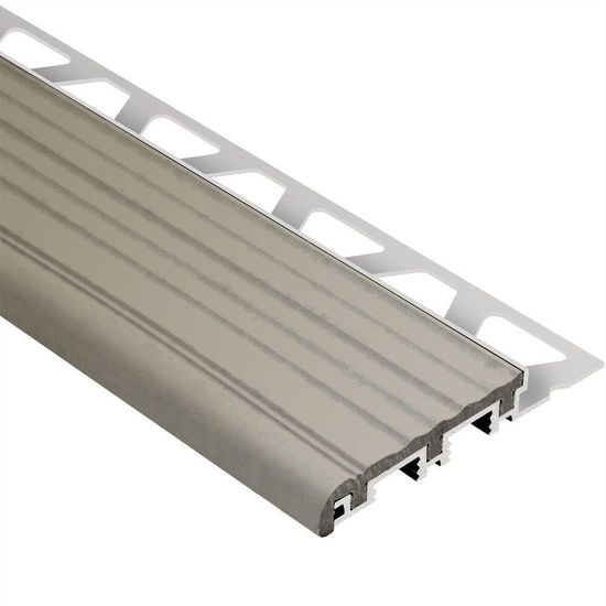 Schluter TREP-B Stair-Nosing Profile - Aluminum with Grey Tread 2-1/8" x 3/8" (10 mm) x 8' 2-1/2"